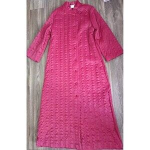 Vintage Say lu Marty Marks Quilted Robe Size Large Burgundy Red Asian Style New